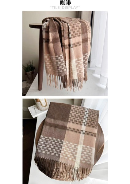 Eşarp Kore Atmosferi Kış Duygusu Sıcak Şal Kadın 2025 Yeni Ekose Eşarp (Yurt Dışından) modelleri