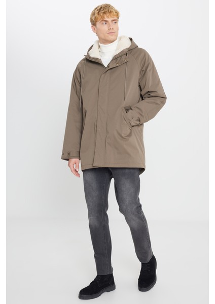 Standart Fit Normal Kesim Kapüşonlu Dik Yaka Yan Cepli Kaban fiyatları