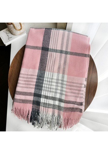 Eşarp Kore Atmosferi Kış Duygusu Sıcak Şal Kadın 2025 Yeni Ekose Eşarp (Yurt Dışından)