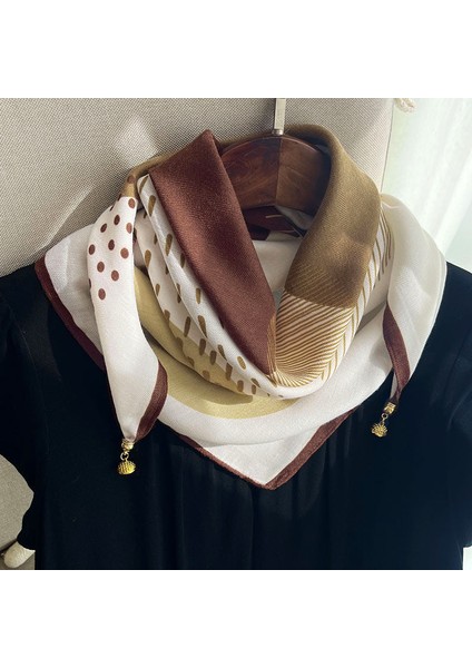 Manyetik Emiş Tokası Kare Eşarp Küçük Ipek Eşarp Ilkbahar ve Sonbahar Modelleri Boyun Koruması Küçük Eşarp Kadın Yüksek Sınıf Mizaç Duygusu Çok Yönlü Ipek Eşarp Kadın (Yurt Dışından)