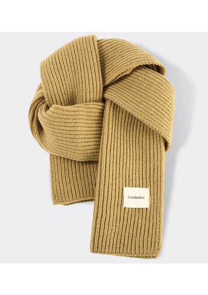 Sonbahar ve Kış Yumuşak Örme Yün Atkı Kadın Yüz Sıcak Öğrenciler ile Düz Renk Kumaş Atkı Kalınlaşmış Çift (Yurt Dışından)