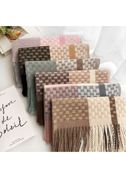 Eşarp Kore Atmosferi Kış Duygusu Sıcak Şal Kadın 2025 Yeni Ekose Eşarp (Yurt Dışından) fiyatları