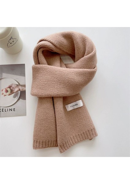 Sonbahar ve Kış Yumuşak Örme Yün Atkı Kadın Yüz Sıcak Öğrenciler ile Düz Renk Kumaş Atkı Kalınlaşmış Çift (Yurt Dışından)