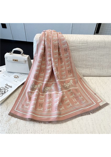 Basit Kuşgözü Eşarp Kadın Sonbahar ve Kış Yeni Boyun Uzun Bölümlü Kalınlaştırılmış Sıcak Şal (Yurt Dışından)