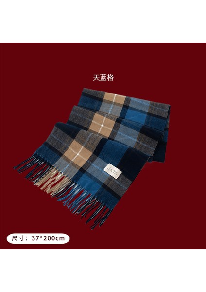 Ankora Kırmızı Ekose Eşarp Noel Eşarp Kış Atmosferi Yüz El Hissi Boyun Sıcak Şal Kadın (Yurt Dışından)