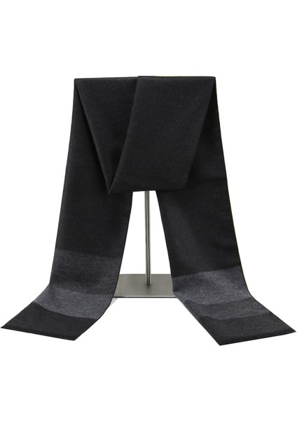 Siyah Gri Erkek Atkı Kış Sıcak Atkı Erkekler Rahat Ekose Uzun Atkı (Yurt Dışından)