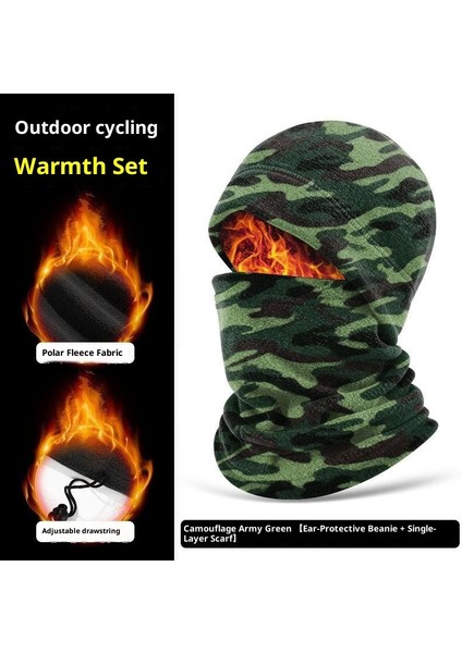 Kışlık Yastıklı ve Kalınlaştırılmış Bisiklet Atkısı Kilit Sıcaklığı Sıcak Polar Şapka Atkı Kombinasyon Modelleri Ipli Çok Fonksiyonlu Anti-Soğuk Boyun Örtüsü (Yurt Dışından)
