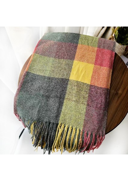 Eşarp Kore Atmosferi Kış Duygusu Sıcak Şal Kadın 2025 Yeni Ekose Eşarp (Yurt Dışından)