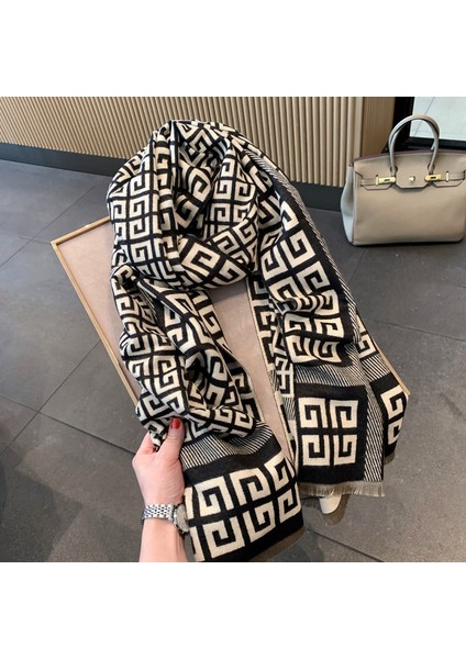 Basit Kuşgözü Eşarp Kadın Sonbahar ve Kış Yeni Boyun Uzun Bölümlü Kalınlaştırılmış Sıcak Şal (Yurt Dışından)