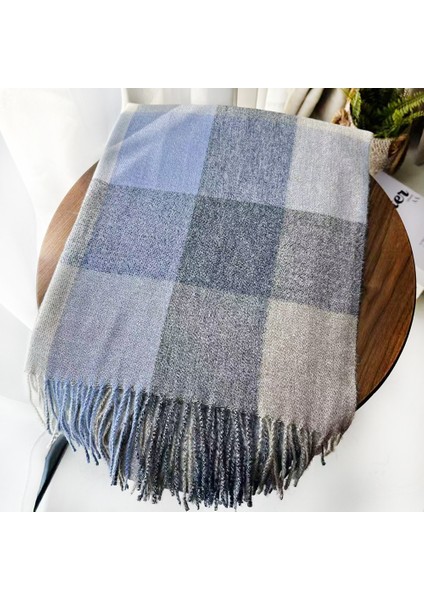 Eşarp Kore Atmosferi Kış Duygusu Sıcak Şal Kadın 2025 Yeni Ekose Eşarp (Yurt Dışından)