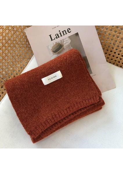 Sonbahar ve Kış Yumuşak Örme Yün Atkı Kadın Yüz Sıcak Öğrenciler ile Düz Renk Kumaş Atkı Kalınlaşmış Çift (Yurt Dışından)