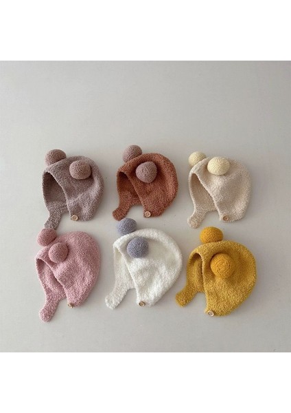 Kore Versiyonu Ins Sonbahar ve Kış Yeni Bebek Kulak Koruma Kapağı Sıcak Soğuk Kap Rahat Bebek Çift Top Yumuşak Yapışkan Sarılmış Kafa Kapağı Gelgit (Yurt Dışından) modelleri