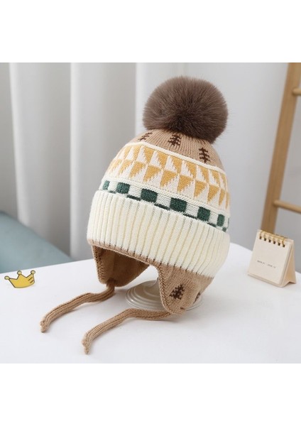 Kore Versiyonu Ins Sonbahar ve Kış Yeni Bebek Kulak Koruma Kapağı Sıcak Soğuk Kap Rahat Bebek Çift Top Yumuşak Yapışkan Sarılmış Kafa Kapağı Gelgit (Yurt Dışından)