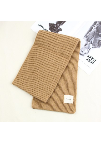 Sonbahar ve Kış Yumuşak Örme Yün Atkı Kadın Yüz Sıcak Öğrenciler ile Düz Renk Kumaş Atkı Kalınlaşmış Çift (Yurt Dışından)