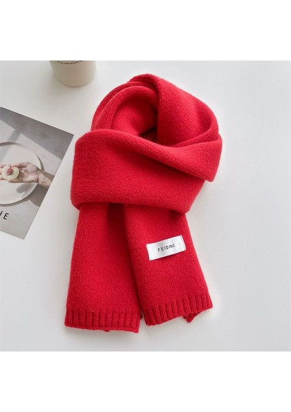 Sonbahar ve Kış Yumuşak Örme Yün Atkı Kadın Yüz Sıcak Öğrenciler ile Düz Renk Kumaş Atkı Kalınlaşmış Çift (Yurt Dışından)