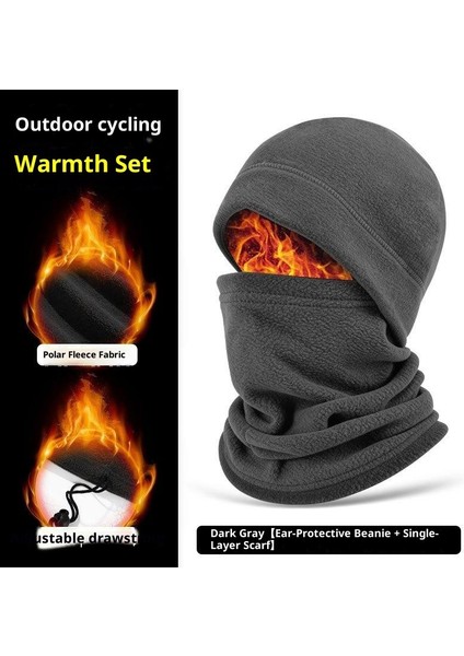 Kışlık Yastıklı ve Kalınlaştırılmış Bisiklet Atkısı Kilit Sıcaklığı Sıcak Polar Şapka Atkı Kombinasyon Modelleri Ipli Çok Fonksiyonlu Anti-Soğuk Boyun Örtüsü (Yurt Dışından)