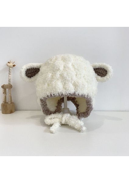 Kore Versiyonu Ins Sonbahar ve Kış Yeni Bebek Kulak Koruma Kapağı Sıcak Soğuk Kap Rahat Bebek Çift Top Yumuşak Yapışkan Sarılmış Kafa Kapağı Gelgit (Yurt Dışından)