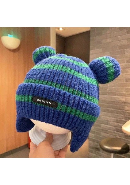 Kore Versiyonu Ins Sonbahar ve Kış Yeni Bebek Kulak Koruma Kapağı Sıcak Soğuk Kap Rahat Bebek Çift Top Yumuşak Yapışkan Sarılmış Kafa Kapağı Gelgit (Yurt Dışından)