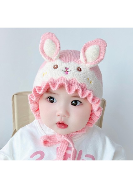 Yeni Bebek Şapkası Sonbahar ve Kış Modelleri Sevimli Bebek Kız Yenidoğan Örme Yün Tavşan Kulakları Şapka (Yurt Dışından)