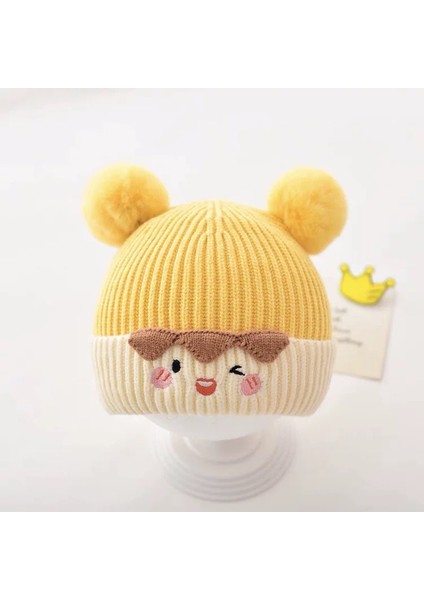 Kore Versiyonu Ins Sonbahar ve Kış Yeni Bebek Kulak Koruma Kapağı Sıcak Soğuk Kap Rahat Bebek Çift Top Yumuşak Yapışkan Sarılmış Kafa Kapağı Gelgit (Yurt Dışından)