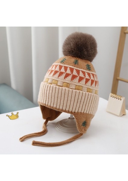 Kore Versiyonu Ins Sonbahar ve Kış Yeni Bebek Kulak Koruma Kapağı Sıcak Soğuk Kap Rahat Bebek Çift Top Yumuşak Yapışkan Sarılmış Kafa Kapağı Gelgit (Yurt Dışından)