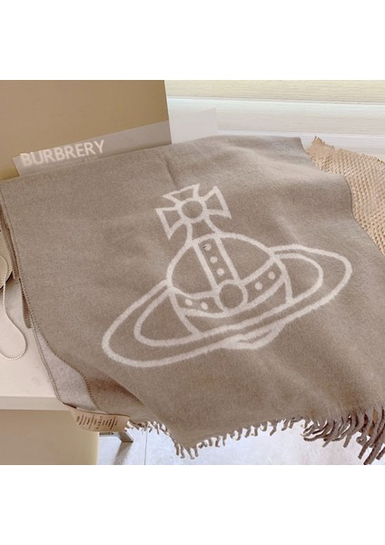 Sonbahar ve Kış Yeni Çift Taraflı Kaşmir Eşarp Kadın Harfleri Eşarp Kalınlaştırılmış Yün Şal (Yurt Dışından)