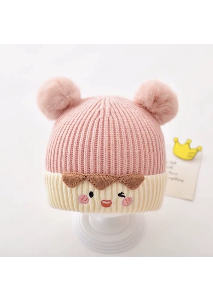 Kore Versiyonu Ins Sonbahar ve Kış Yeni Bebek Kulak Koruma Kapağı Sıcak Soğuk Kap Rahat Bebek Çift Top Yumuşak Yapışkan Sarılmış Kafa Kapağı Gelgit (Yurt Dışından)