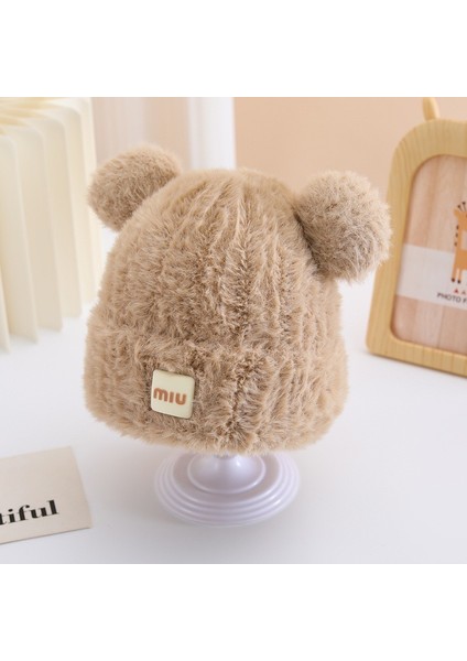 Kore Versiyonu Ins Sonbahar ve Kış Yeni Bebek Kulak Koruma Kapağı Sıcak Soğuk Kap Rahat Bebek Çift Top Yumuşak Yapışkan Sarılmış Kafa Kapağı Gelgit (Yurt Dışından)