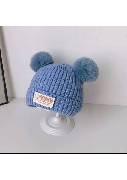 Kore Versiyonu Ins Sonbahar ve Kış Yeni Bebek Kulak Koruma Kapağı Sıcak Soğuk Kap Rahat Bebek Çift Top Yumuşak Yapışkan Sarılmış Kafa Kapağı Gelgit (Yurt Dışından)