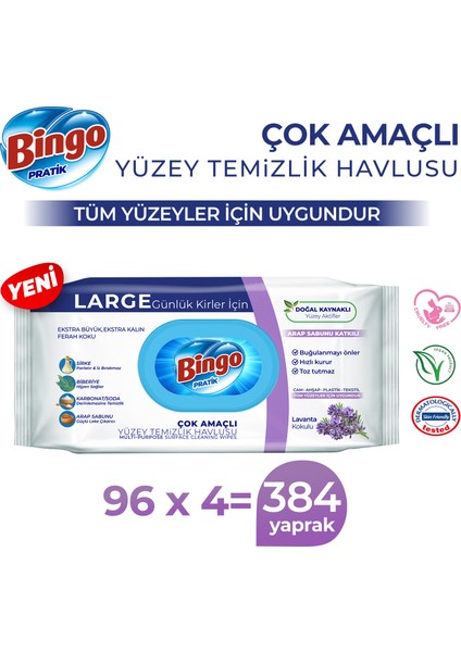 Yüzey Temizlik Havlusu Large Lavanta 96X4 (384 Yaprak) fiyatları