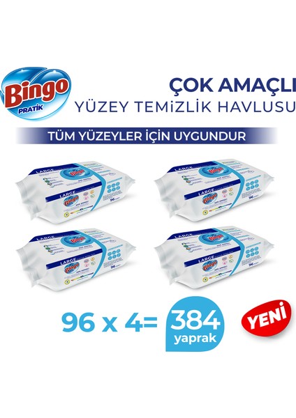 Yüzey Temizlik Havlusu Large Beyaz Sabun 96X4 (384 Yaprak)
