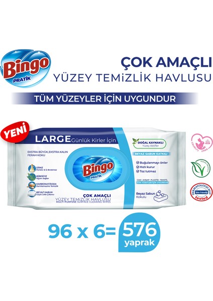 Yüzey Temizlik Havlusu Large Beyaz Sabun 96X6 (576 Yaprak) fiyatları