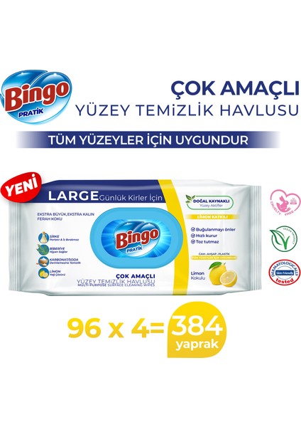 Yüzey Temizlik Havlusu Large Limon 96X4 (384 Yaprak) fiyatları