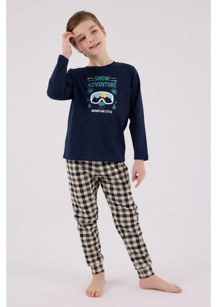 Baba Oğul Lacivert %100 Pamuklu Uzun Kollu Pijama Takım 3511 (Pijamaları Ayrı Ayrı Sepete Ekleyiniz)