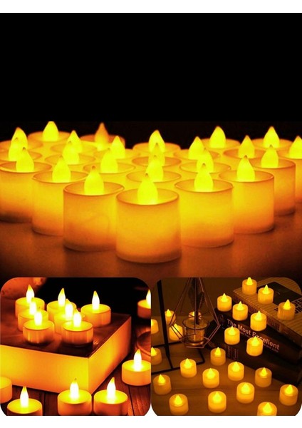 Rkm Store LED Mum 10 Adet Ledli Mum Model Işıklı Tealight Mum Piller Dahil modelleri