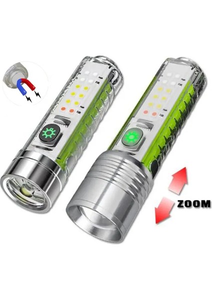 El Feneri 8 Mod Şarjlı Fosforlu Mıknatıslı LED El Feneri fiyatları