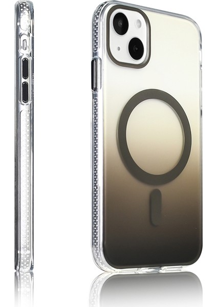 Apple iPhone 15 Kılıf M-Safe Şarj Özellikli Transparan Renk Geçişli Toros Kapak - Mavi