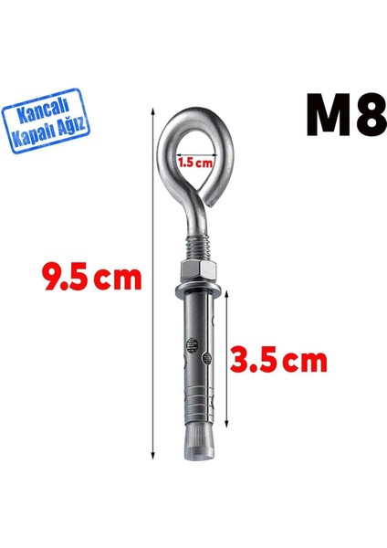 Salıncak Hamak Box Torbası Tavan Asma Aparatı Salıncağı Çelik Dübel + Karabina Kanca Takımı 2'li 8mm modelleri