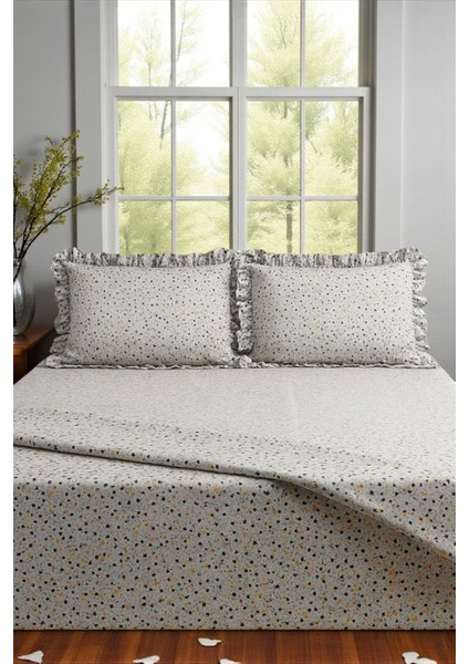 Sarı Çiçekli Fırfırlı Yastık Kılıflı Çarşaf Seti