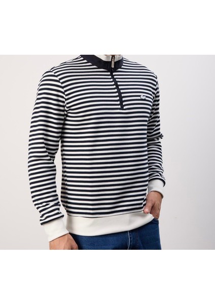 Çizgili Regular Fit Fermuar Yaka Beyaz Arma fiyatları