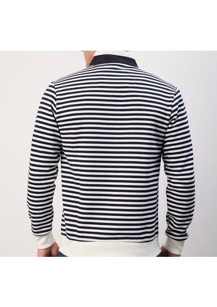 Çizgili Regular Fit Fermuar Yaka Beyaz Arma modelleri