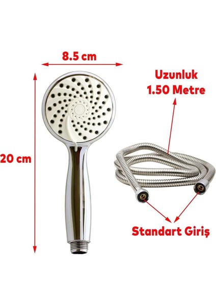 Örgülü Duş Seti Banyo Duş Başlığı Seti Fiskiyesi Telefonu Yuvarlak Başlık Metal Hortum indirimleri