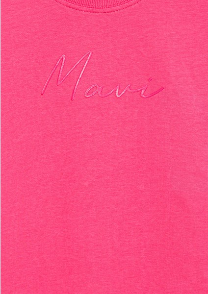Mavi Logo Baskılı Pembe Crop Tişört 7610181-71111