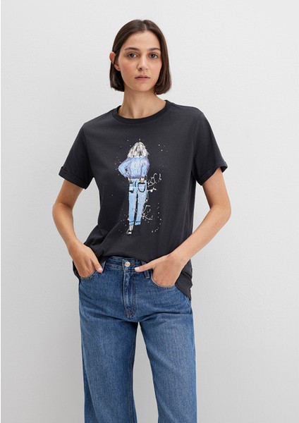 Denim Kız Baskılı Antrasit İstanbul Tişört 168890-29726