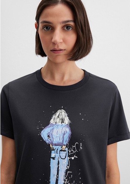 Denim Kız Baskılı Antrasit İstanbul Tişört 168890-29726