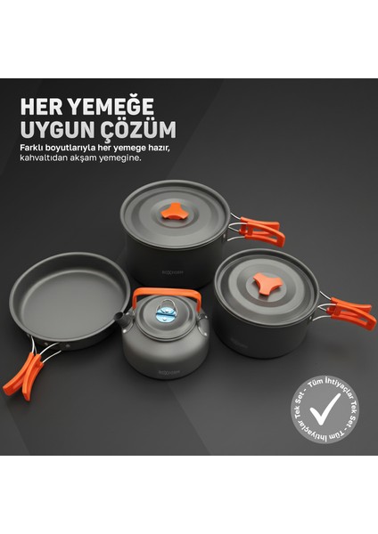 Nomad 03 Kamp Tencere Seti – 4 Kişilik Çok Fonksiyonlu Set