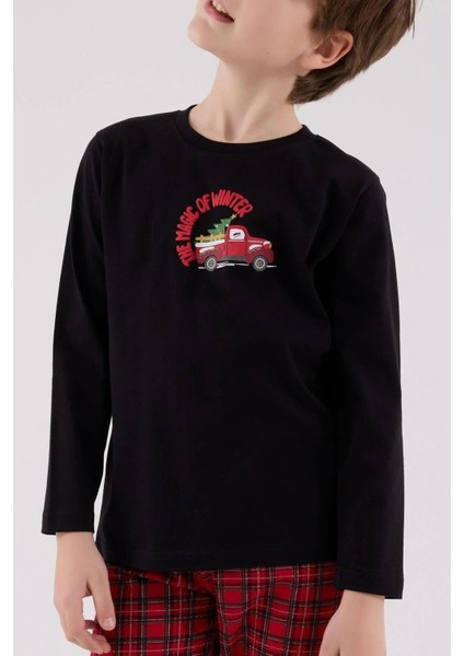 Baba Oğul Siyah %100 Pamuklu Uzun Kollu Pijama Takımı 3515 (Pijamaları Ayrı Ayrı Sepete Ekleyiniz) fırsatları