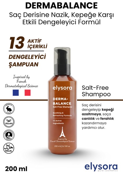 Dermabalance, 13 Aktif Içerikli, Kepeğe Karşı Etkili, Tuzsuz, Dengeleyici Şampuan 200 ml