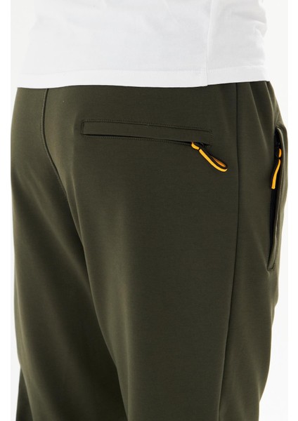 Erkek Pamuklu Fermuarlı Cepli Eşofman Altı Haki 7814-H