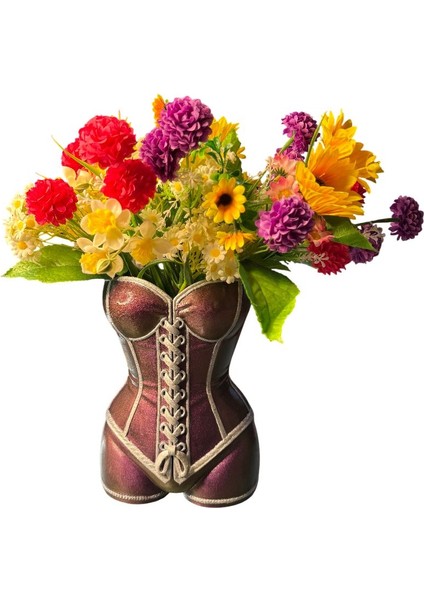 Kadın Büstü Figürlü Dekoratif Vazo – El Boyaması – Sanatsal Ev ve Ofis Dekoru (Bukalemun Renk) fiyatları